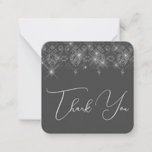 Grey silver white lace elegant diamond sparkle Card