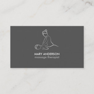 Grey Silver White Massage Therapy Masseuse Spa Business Card