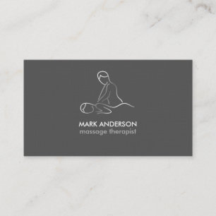 Grey Silver White Massage Therapy Masseuse Spa Business Card