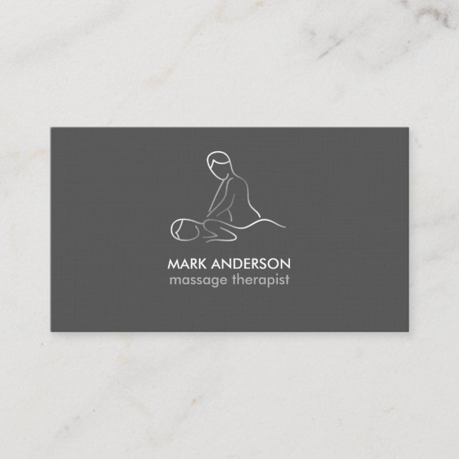 Grey Silver White Massage Therapy Masseuse Spa Business Card (Front)