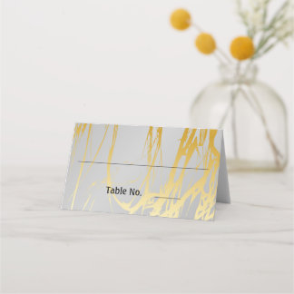 Grey silver with golden lines wedding place card