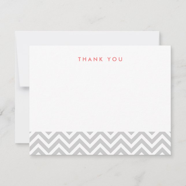 Grey Simple Chevron Merci Cartes de notes (Devant)