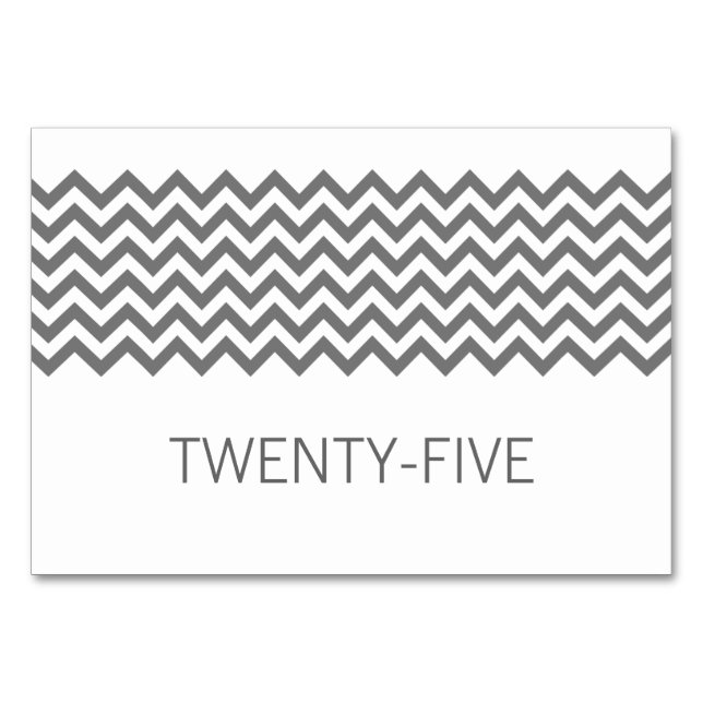 Grey Simple Chevron Table Card (Front)