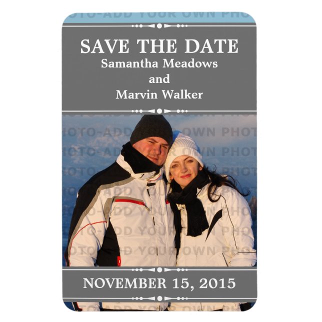 Grey Simple Chic Photo Save the Date Magnet (Vertical)