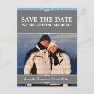 Grey Simple Chic Photo Save the Date Postcard