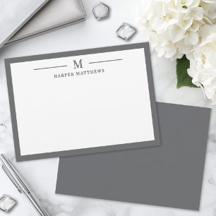 Grey Simple Classic Personalized Stationery Card