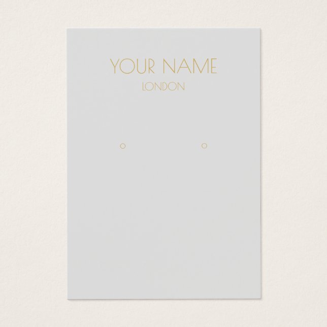 Grey simple earring display card (Front)