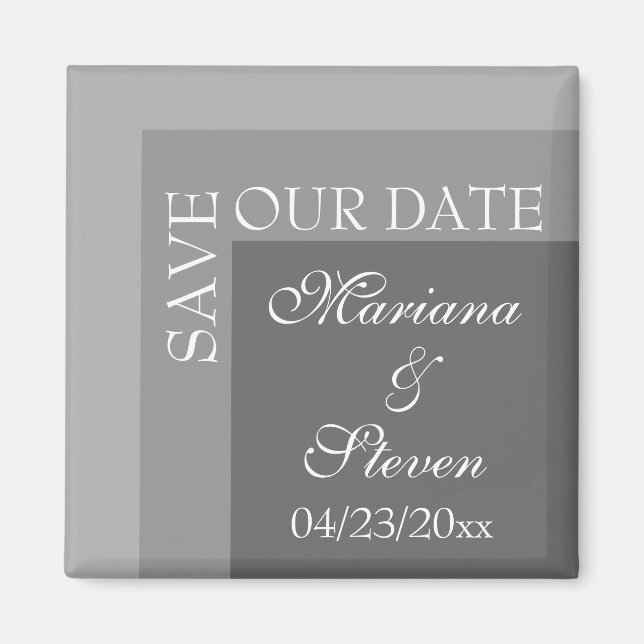 Grey Simple Modern Chic Script Wedding Magnet (Front)