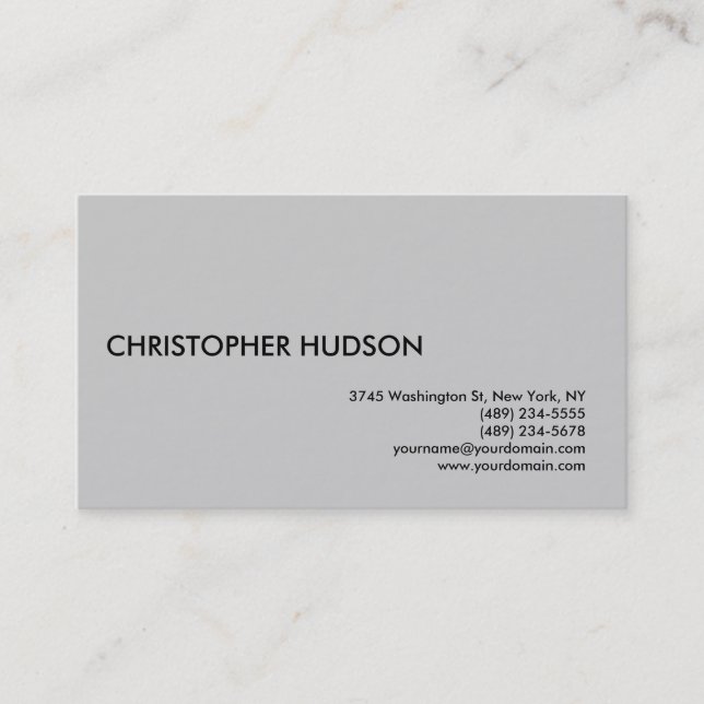 Grey Simple Moderne Carte de visite Consultant (Devant)