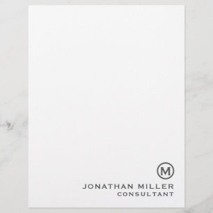 Grey Simple Monogram Typographic Name Title Letterhead