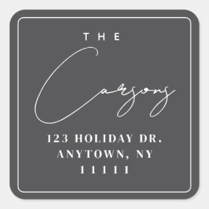 Grey Simple Square Modern Return Address Label