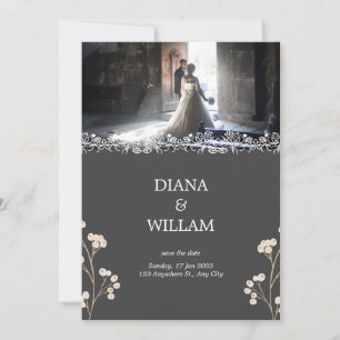 Grey Simple Wedding Invitation