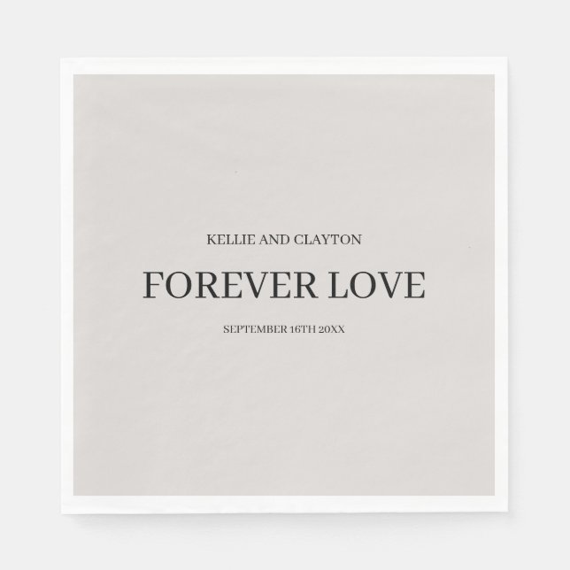 Grey Simple Wedding Napkins (Front)
