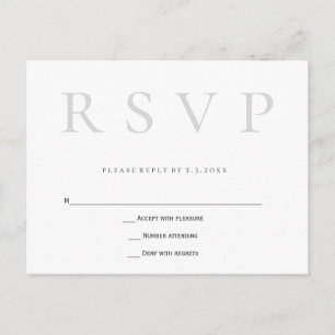 Grey simple wedding rsvp postcards