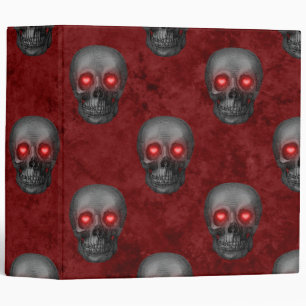 Grey Skull Heart Eyes Red Watercolor Goth Romantic Binder