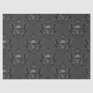 Grey Skulls in Frames on Grey Decoupage Tissue Paper