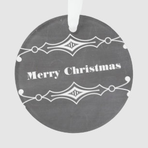 Grey Slanted Chalkboard Holiday Acrylic Ornament