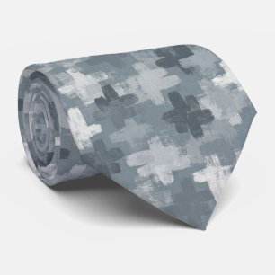 Grey Slate Blue Abstract Brush Strokes Tie