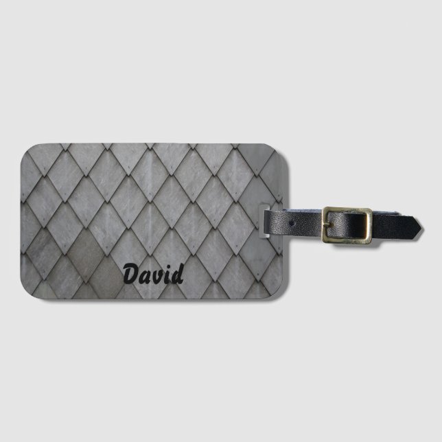 Grey slate tiles pattern luggage tag (Front Horizontal)