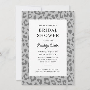 Grey Sleek Animal Print Bridal Shower Invitation
