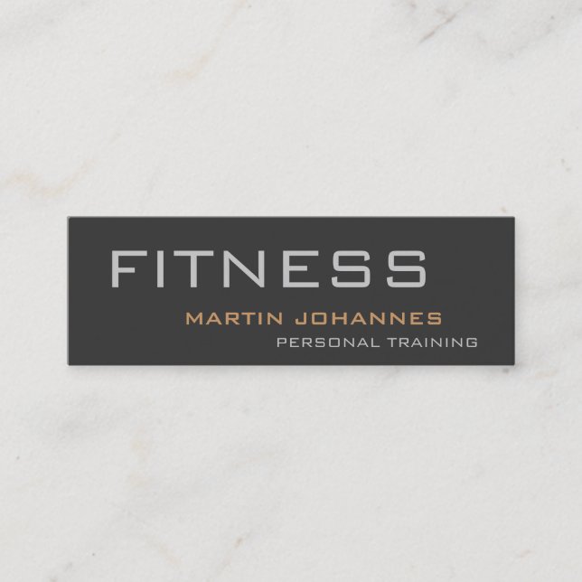 Grey Slim Unique Personal Trainer Business Card (Front)