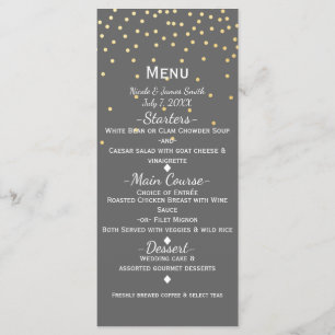 Grey & Small Confetti Dots Modern Glamour Menu
