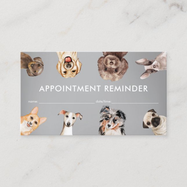 Grey Small Size Dogs Pet Sitter Appointment Business Card (Front)