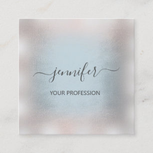 Grey Smoky Blue Rose Stripes Professional Makeup Square Business Card