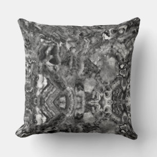Grey Smoky Quartz,  black white grey pattern  Throw Pillow
