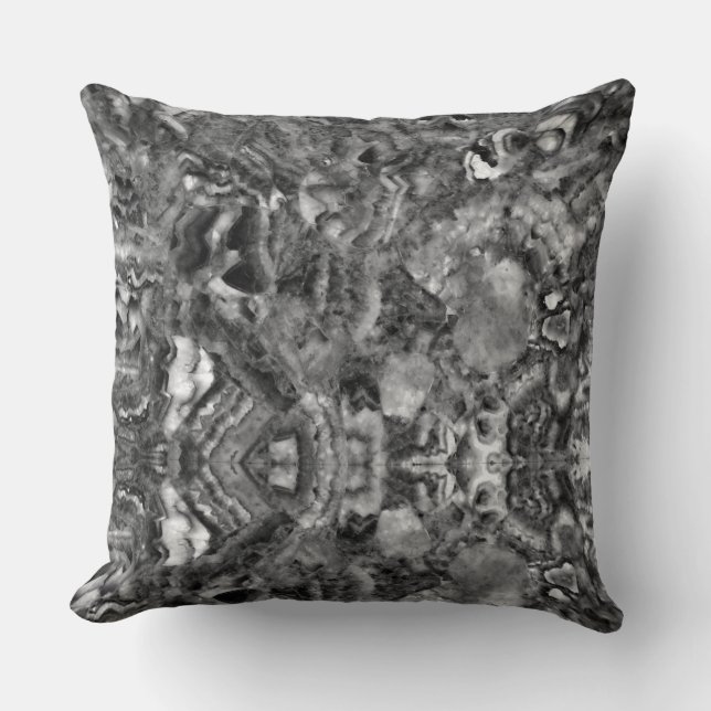 Grey Smoky Quartz,  black white grey pattern  Throw Pillow (Front)