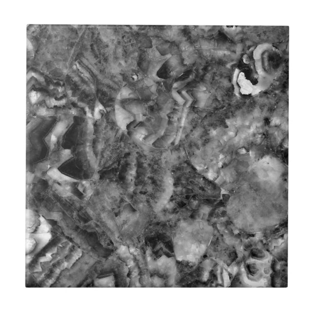 Grey Smoky Quartz,  black white grey pattern  Tile (Front)