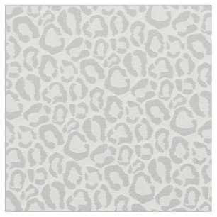 Grey Snow Leopard Animal Print Fabric