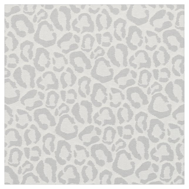Grey Snow Leopard Animal Print Fabric (Close Up)