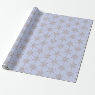 Grey Snowflake Blue Winter Wrapping Paper