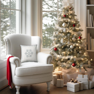 Grey Snowflake Throw Pillow