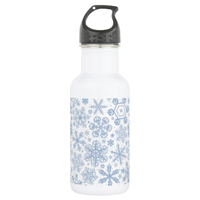 Grey Snowflakes on off white 532 Ml Water Bottle (Front)
