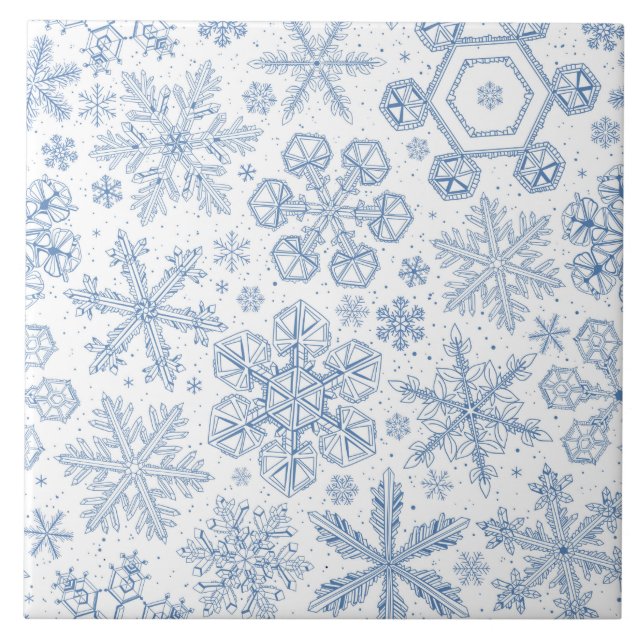 Grey Snowflakes on off white Tile (Front)