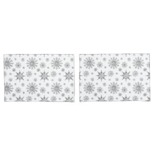 Grey Snowflakes Pattern Pillowcase