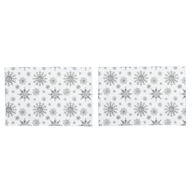 Grey Snowflakes Pattern Pillowcase (Front-Set)