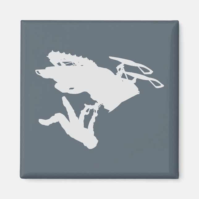 Grey Snowmobiler Magnet (Front)