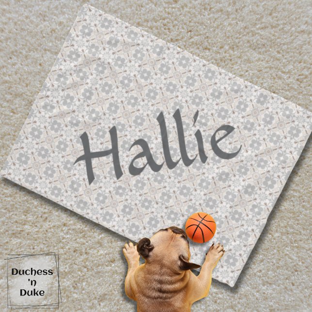 Grey Spanish Tile Personalized Dog Blanket  (Dog Blanket - Gray Spanish Tile Personalized)
