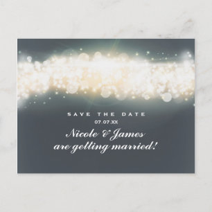 Grey Sparkle Light Blast Save The Date Postcard