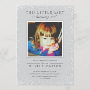 Grey Sparkle Old Photo Birthday Invitations