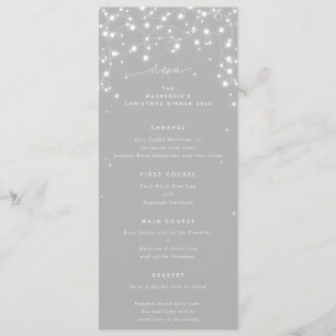 Grey Sparkling Lights Christmas Flat 4 Course Menu