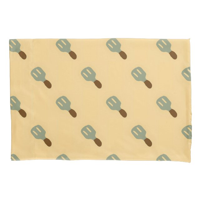 Grey spatula drawing pattern brown pillowcase (Front)