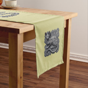 Grey Sphynx Paisley and Black Diamonds Long Table Runner