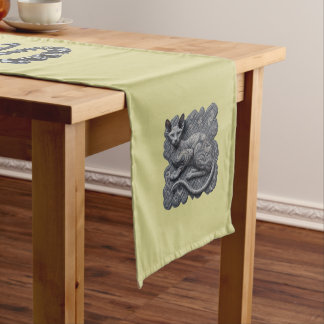 Grey Sphynx Paisley and Black Diamonds Long Table Runner