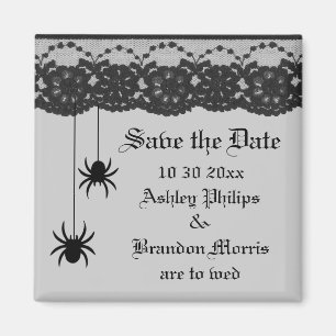 Grey Spiders and Lace Save the Date Magnet