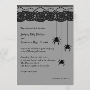 Grey Spiders and Lace Wedding Invitation