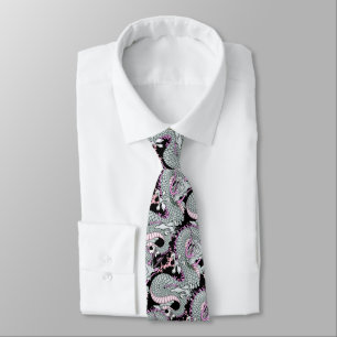 Grey Splash Dragon on Pink Tie